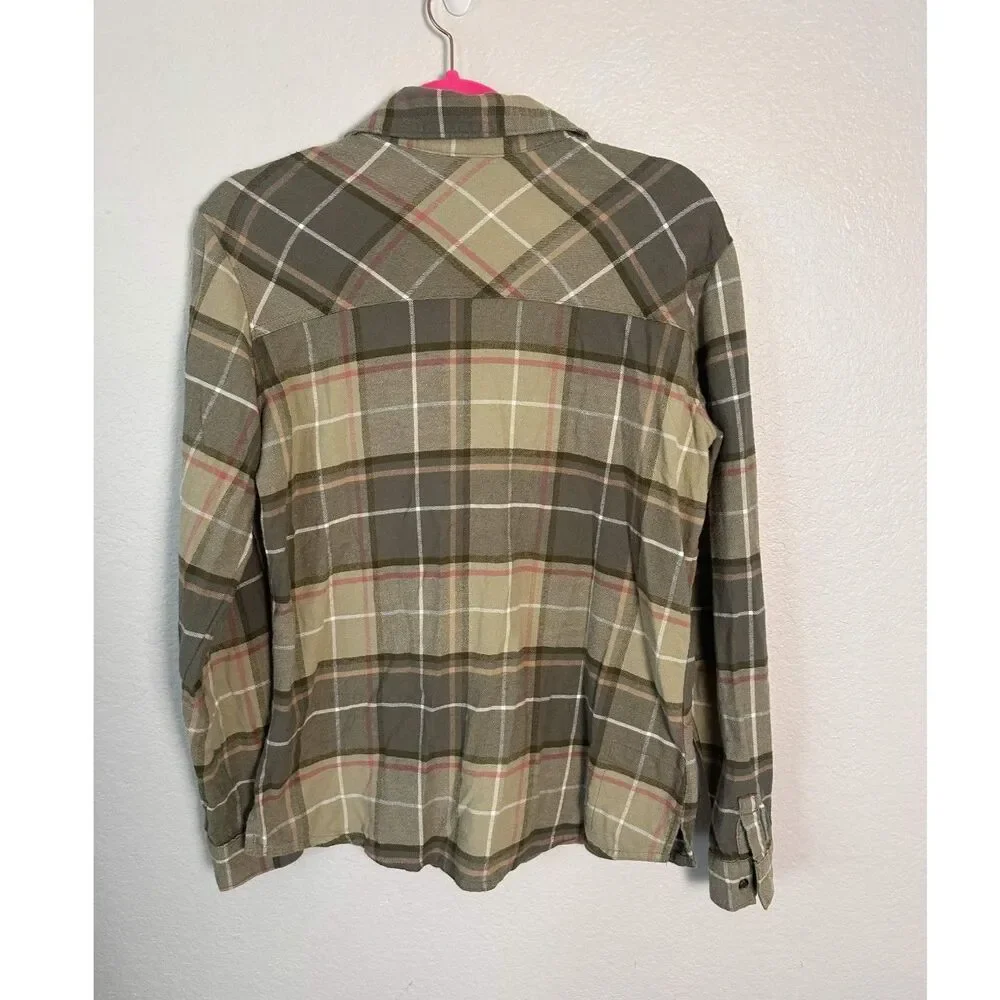 Columbia Women's Plaid Flannel Button Down Shirt Green Pink Size Medium Gorpcore - Picture 2 of 8